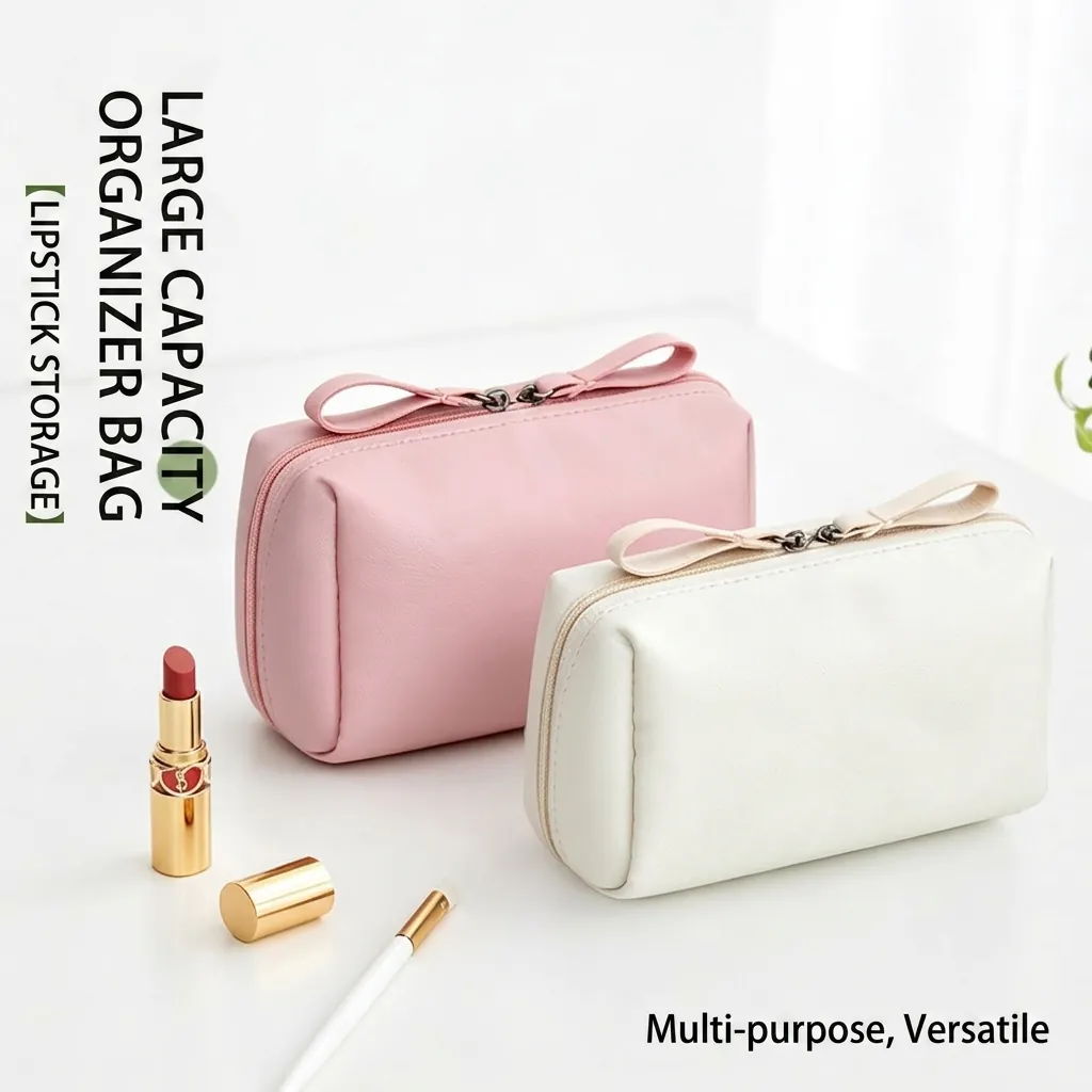 Minimalistische Tragbare Wasserdichte Nylon Kosmetiktasche Reise Kulturbeutel Kleine Make-Up Tasche Für Lippenstift Damen