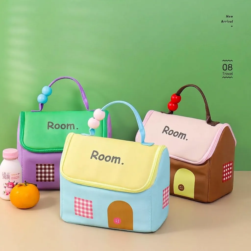 Creative House Shaped Insulated Lunch Bag Portable Thermal Bento Tote Bag For Kids Students Office Workers Meal Prep Bag