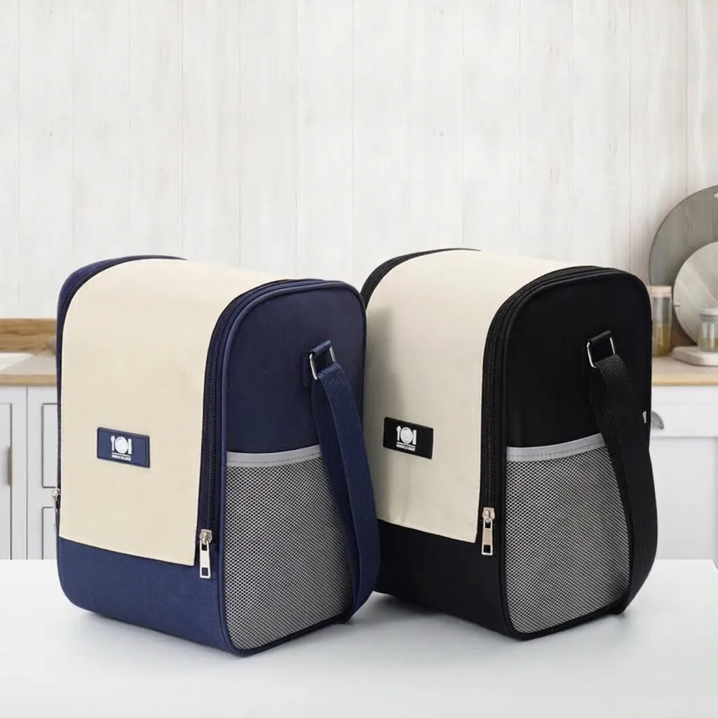 Sac à Déjeuner Isolé Grande Capacité Tissu Oxford Sac Thermique Avec Bandoulière Réglable Double Fermeture Éclair Glacière pour Voyage Bureau Femme Homme