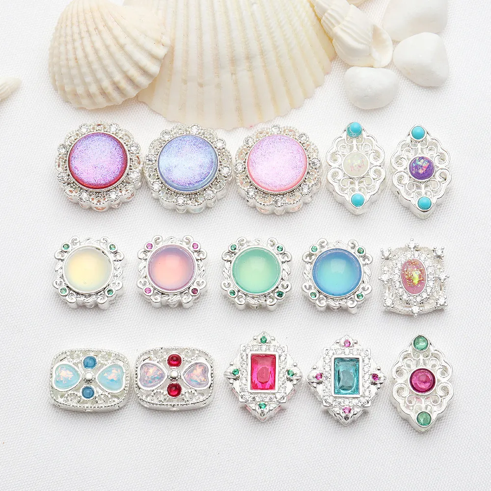 Cuentas Sueltas de Cobre Plateado Vintage con Diamantes de Imitación Incrustados para Fabricación de Joyería DIY Cuentas Espaciadoras Estilo Floral Geométrico para Mujer