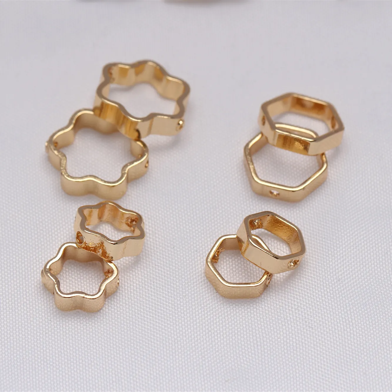 14K Gold Filled Copper Bead Loops Hollow Sunflower Hexagon Star Spacer Beads For DIY Jewelry Making Handmade Bracelet Necklace Accessories