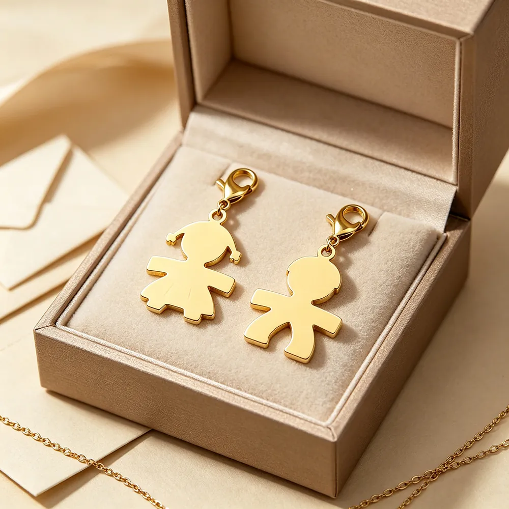 Edelstahl Junge Mädchen Silhouette Anhänger Mit Verschluss Mode Minimalistischer Schmuck Anhänger Für Paare DIY Halskette Schlüsselanhänger