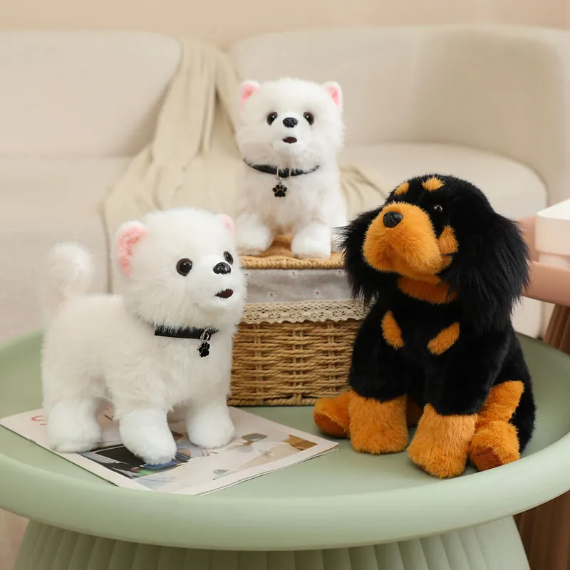 Realistic Dog Plush Toy Simulation Pomeranian Tibetan Mastiff Stuffed Animal Model For Home Decor Birthday Gift For Kids Adults