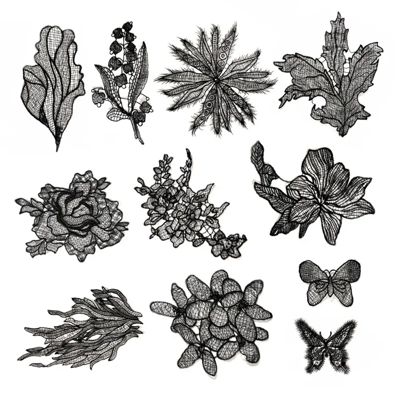 Polyester Embroidered Lace Butterfly Flower Patches DIY Sewing Craft Applique For Dress Clothing Decor Hollow Out Flower Patches