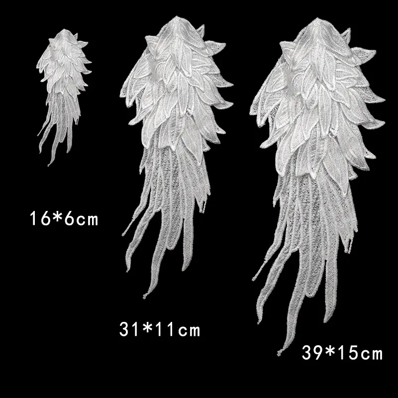 Engelsflügel Stickerei Aufnäher Wasserlösliche Spitze Polyester Symmetrische Applikationen DIY Nähzubehör Für Kleider Dekoration