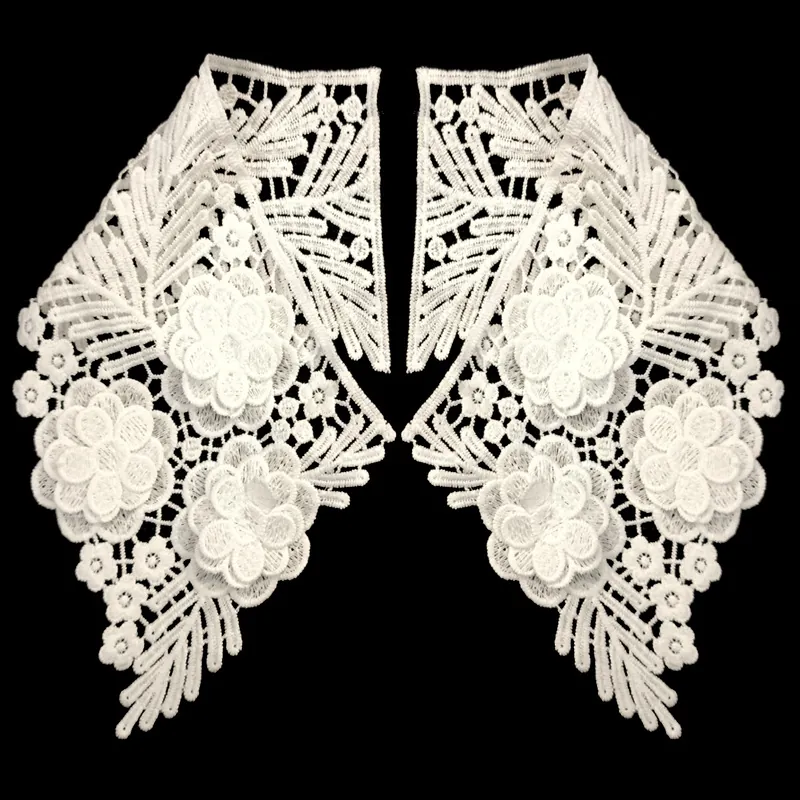3D Milk Silk Embroidered Lace False Collar Floral Hollow Out Doll Collar Applique For Women Clothing DIY Decor Article 007