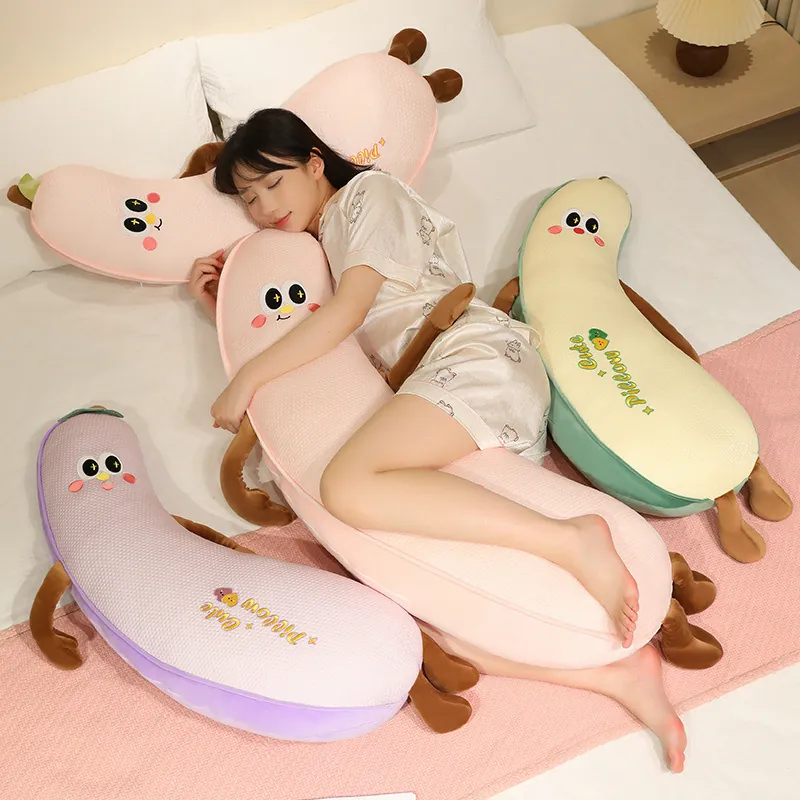 Traversin de Sommeil en Soie de Glace Rafraîchissante Long Oreiller Ergonomique Jambes Pour Femmes Lavable Peluche Mignon
