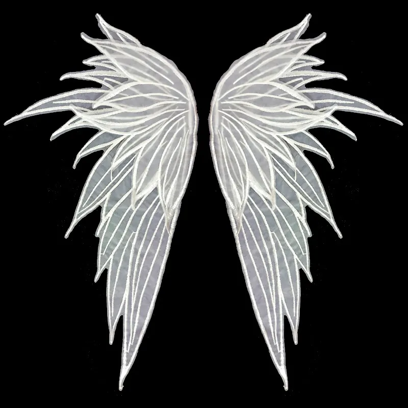 3D Bestickte Flügel Spitze Applikation Milchseide Organza Patch Für Kleidung DIY Handgefertigte Mode Accessoire Flügel Dekor