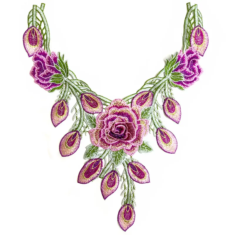 Blumen Bestickt Spitze Falscher Kragen Für Damen Polyester Ethno Stil Hohl Rose Applikation Patch Für DIY Bekleidungszubehör