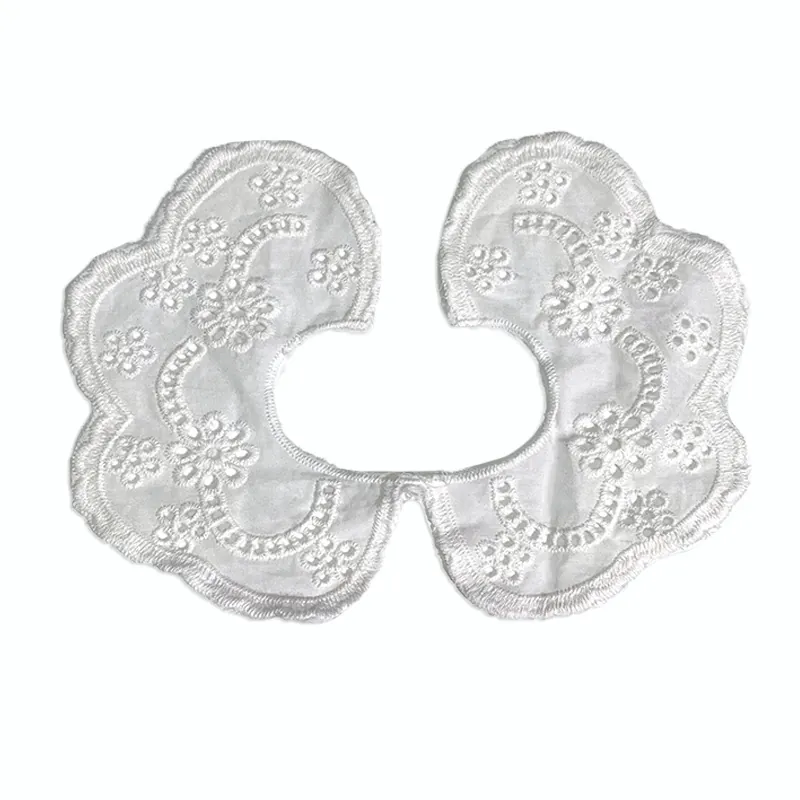 Cotton Eyelet Embroidery Fake Collar For Kids Women Detachable Water Soluble Lace Doll Collar Symmetrical Flower Accessory