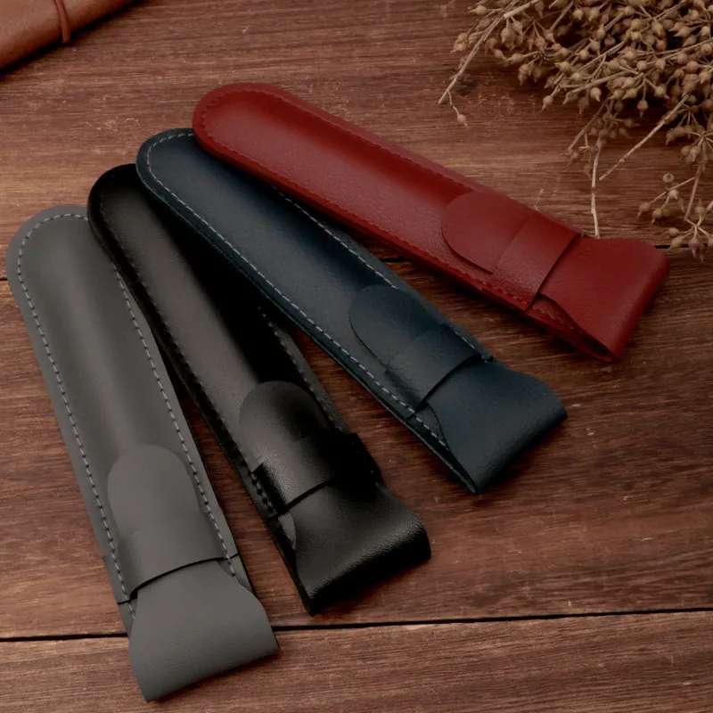 Astuccio per Penna Singola in Pelle PU Minimalista Custodia Protettiva Portatile Custodia per Cancelleria Regalo Business