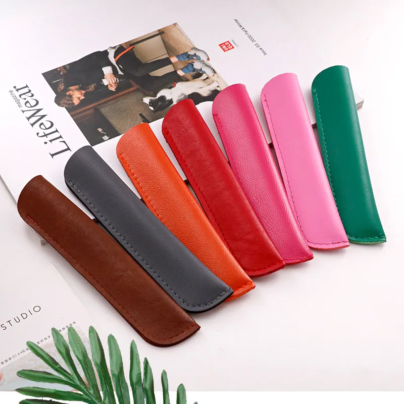 Minimalistische PU-Leder-Stifthülle Tragbarer Stylus-Halter Schutztasche Für Touch-Pen Einzelstift-Mäppchen Büro-Schulbedarf