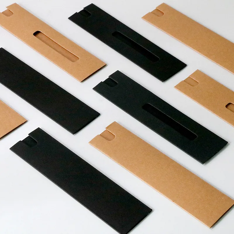 Umweltfreundliche Kraftpapier Stifthülle Minimalistische Karton Stiftkarte Einzelhalter Für Geschäfts Schreibwaren Geschenkverpackung Schwarz Weiß Braun