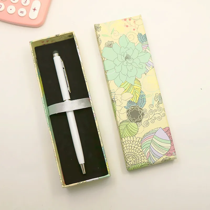 Koreanischer Stil Blumendruck Harte Pappe Stiftebox Geschenkbox Stülpdeckel Schachtel Kleine Blumen Verpackung Für Stifte