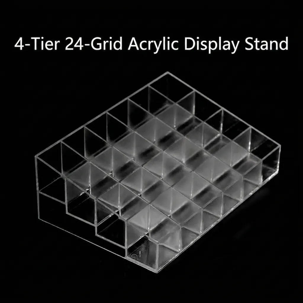 24 Grid Transparent Acrylic Display Stand Plastic Storage Box Desktop Organizer For Pen Lipstick Nail Polish Storage Rack