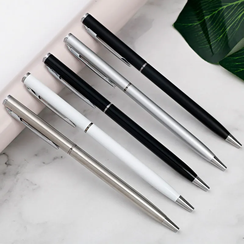 Business Minimalistisch Metall Kugelschreiber Schlank Drehmechanismus Schreibstift Für Hotel Büro Schule Schreibwaren Geschenk