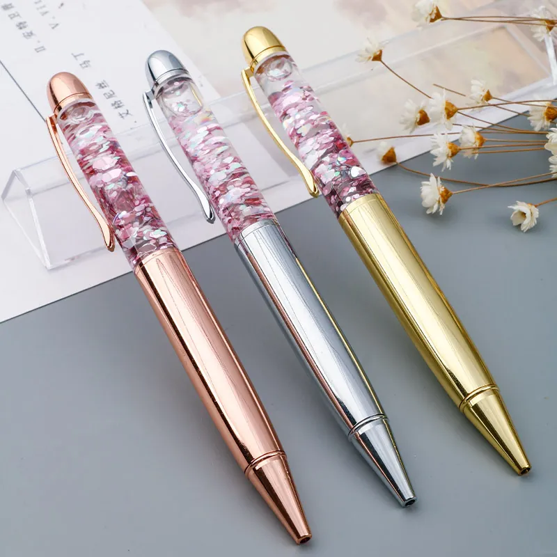 Fashion Metal Quicksand Ballpoint Pen Creative Liquid Glitter Crystal Pen Luxury Stationery Gift For Office School Supplies Women