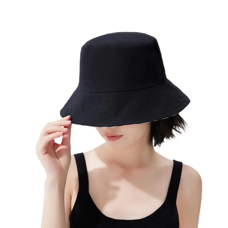 Women Reversible Plaid Bucket Hat Foldable Wide Brim Sun Hat Summer Cotton Polyester Blend Breathable Outdoor Beach Hat