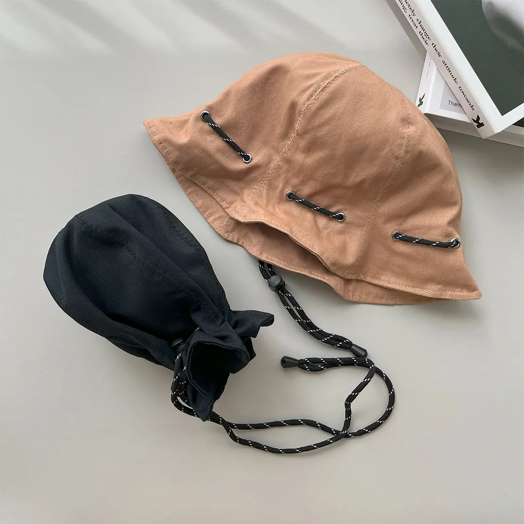Retro Dual-Use Anglerhut Für Damen Herren Baumwolle Tragbar Faltbar Kordelzug Sonnenschutz Hut Wendbar Geldbeutel Tasche Multifunktional Outdoor Zubehör