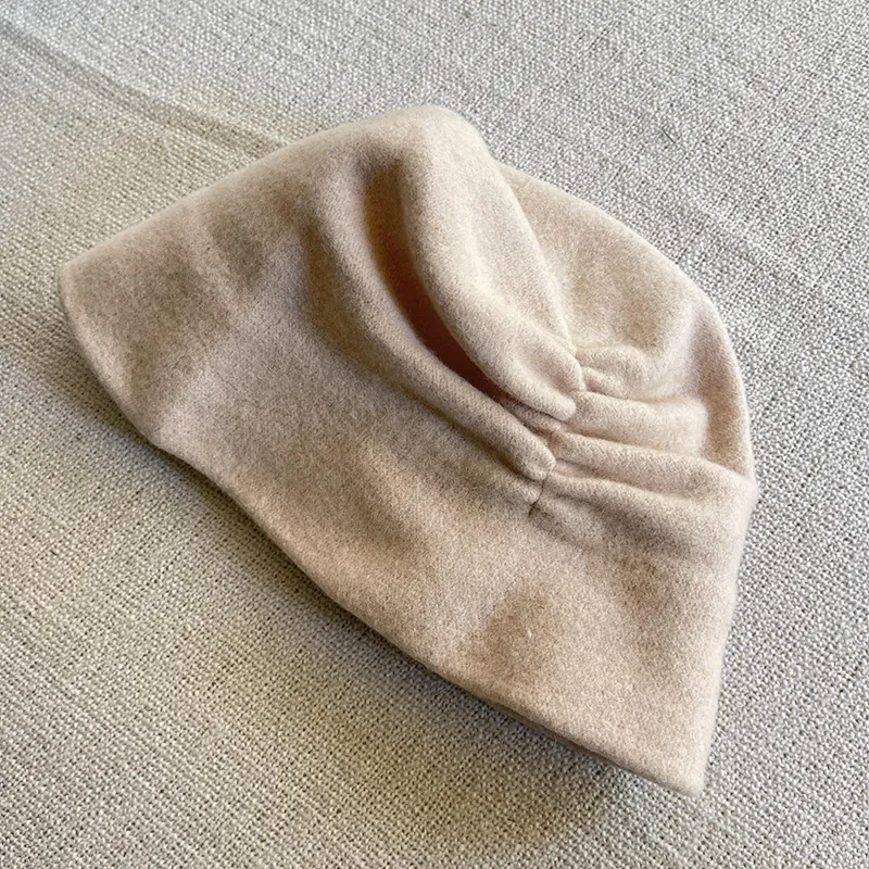 Australian Wool Slouchy Bucket Hat For Women Autumn Winter Warm Ear Protection Designer Pleated Elegant Fisherman Hat