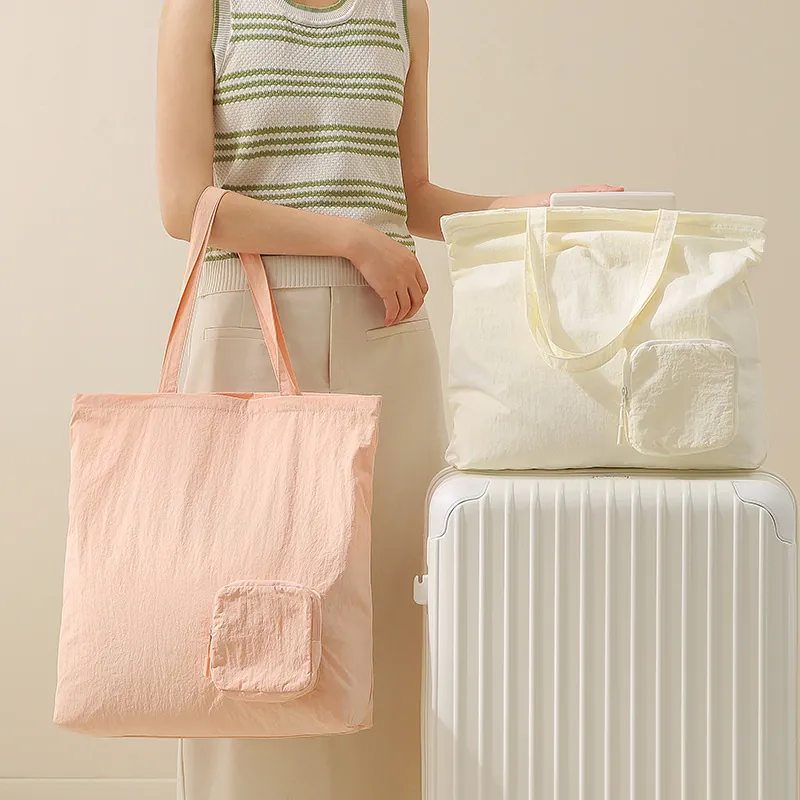 Große Kapazität Faltbare Reisetasche Wasserabweisend Taslan Tote Gepäck Umhängetasche Tragbare Aufbewahrungstasche Für Damen Wochenende