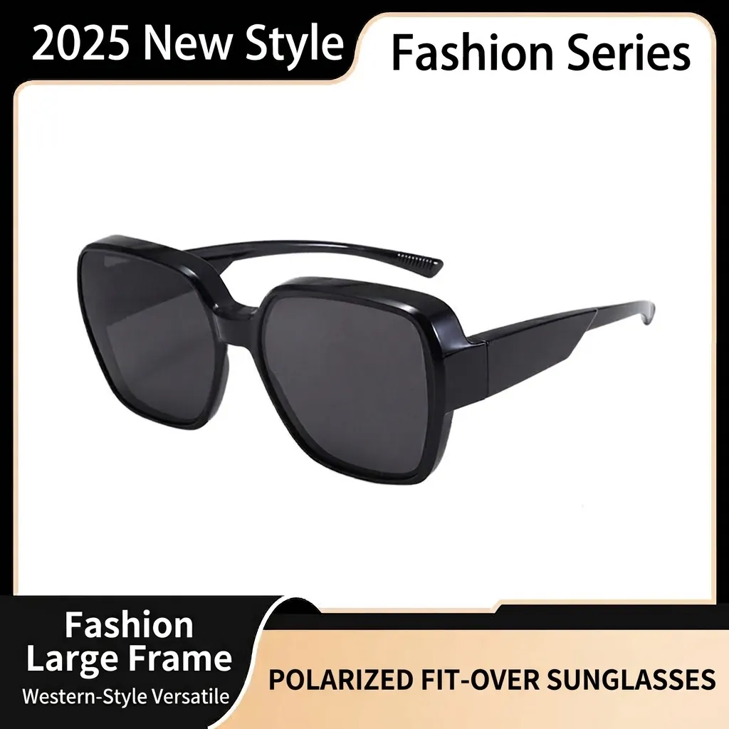 Occhiali da Sole Polarizzati Fit Over Per Uomo Donna Protezione UV400 Montatura in TR90 Lenti TAC Occhiali da Guida Quadrati