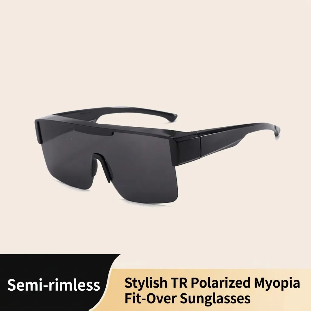 Occhiali da Sole Polarizzati TR90 da Uomo alla Moda Sovraocchiali Lente Unica Quadrata Adatti su Occhiali da Vista Guida Protezione Solare