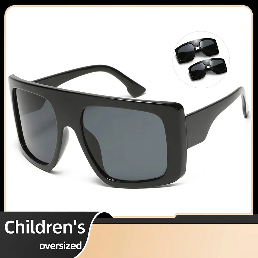 Fashionable Kids Oversized Square Sunglasses PC Frame UV400 Protection Stylish Cute Eyewear For Boys Girls Outdoor Photography
