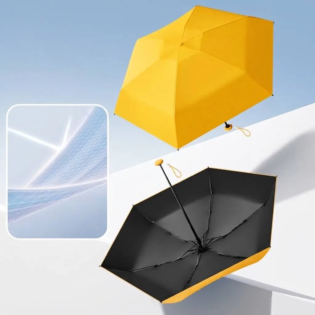 Mini Capsule Umbrella High UV Protection Sun Rain Portable Five Fold Pocket Umbrella With Case For Women Travel