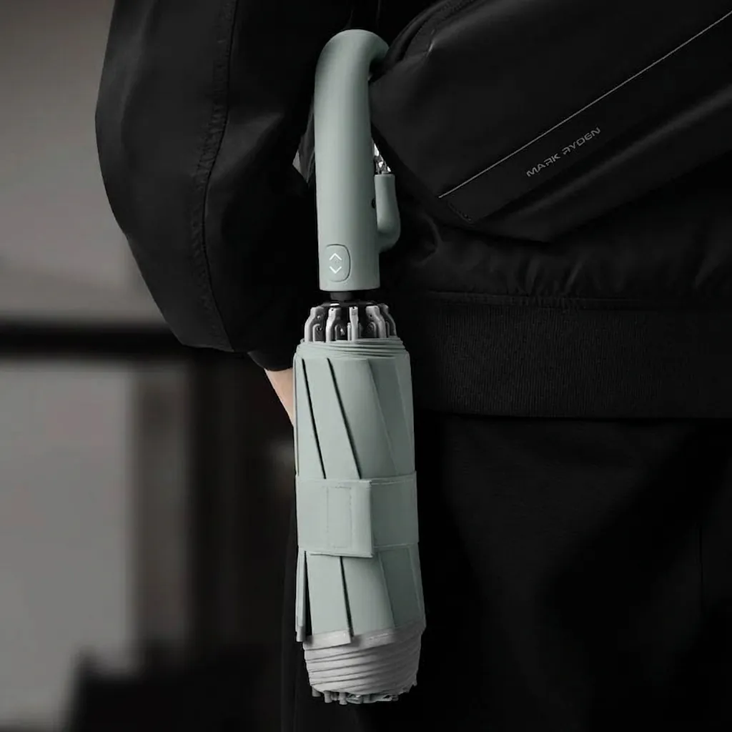 Fully Automatic Reverse Umbrella with Safety Combination Lock Ring Handle 10 Ribs Windproof Large Folding Travel Umbrella for Women Men