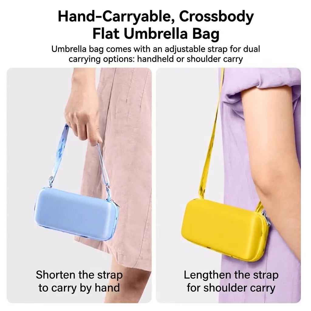 Tragbarer Mini 6-Fach Regenschirm UV-Schutz Sonne & Regen Leichter Taschenschirm Mit Flachem Design Und Aufbewahrungskoffer Für Reisen