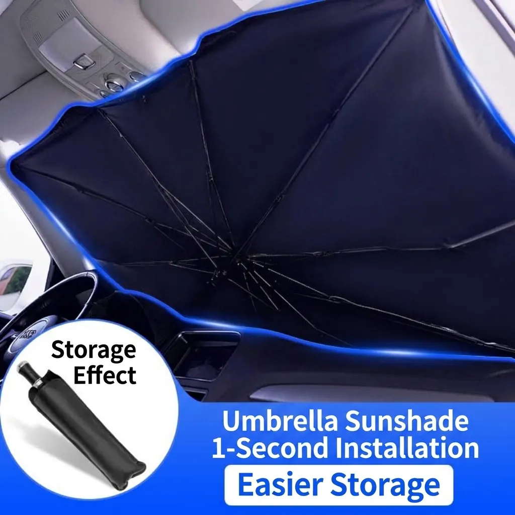 Paraguas Parasol para Parabrisas de Coche Plata Titanio Plegable Aislamiento Térmico Para Protección Solar Enfriamiento Interior