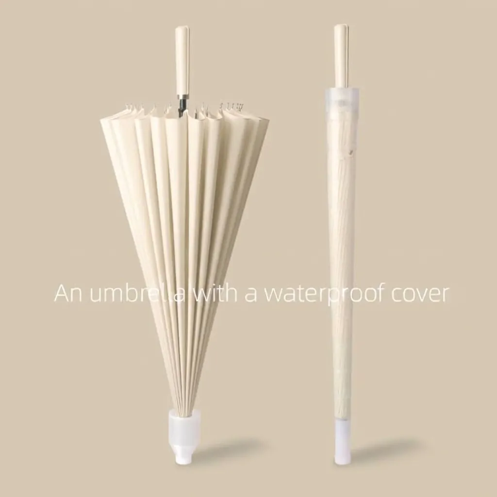 Large 24 Ribs Windproof Long Handle Umbrella With Waterproof Cover Pongee Fabric Automatic Golf Umbrella For Men Women