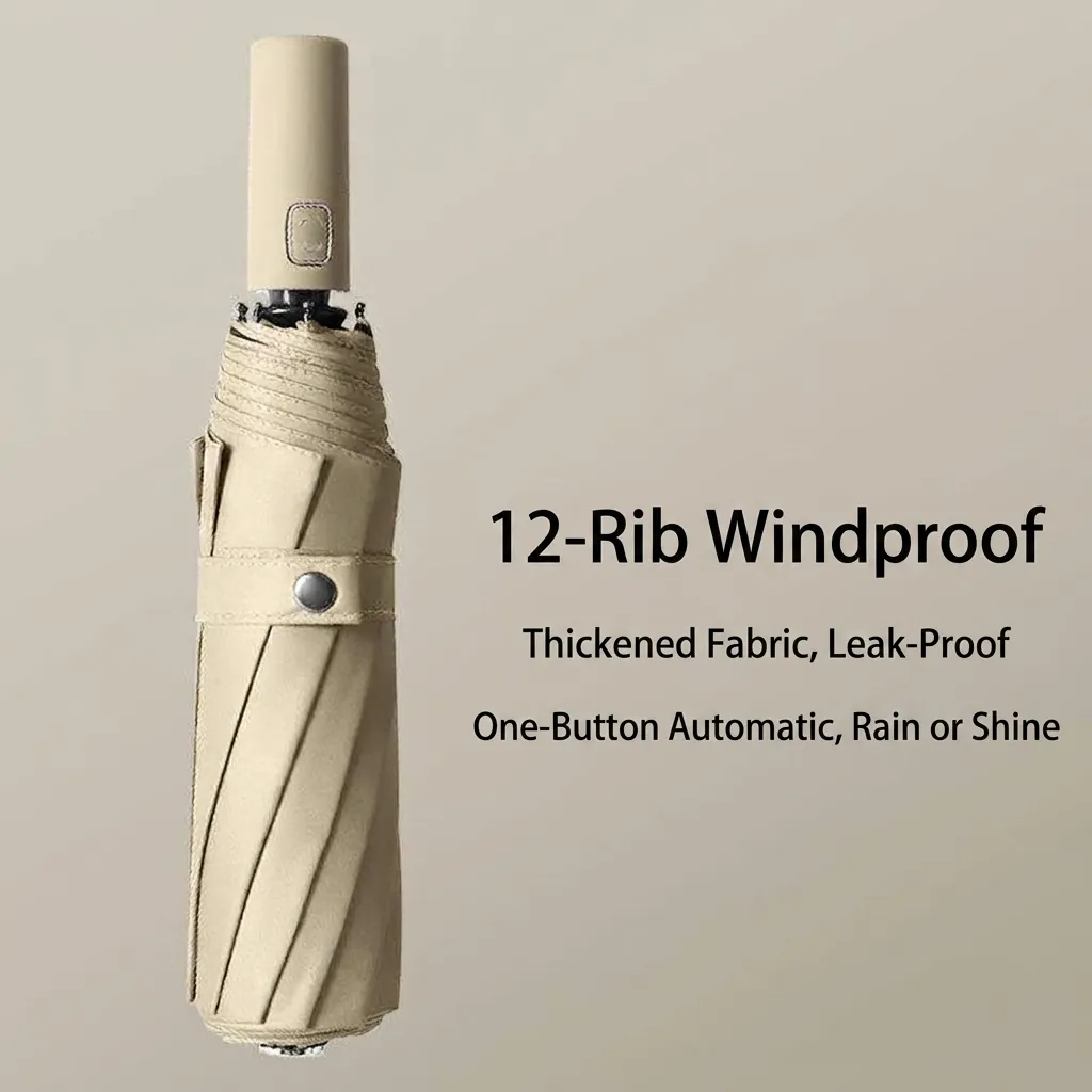 Fully Automatic Large Folding Umbrella For Men Women UPF 50 Sun Rain UV Protection Reinforced Ribs Windproof Portable Travel Umbrella