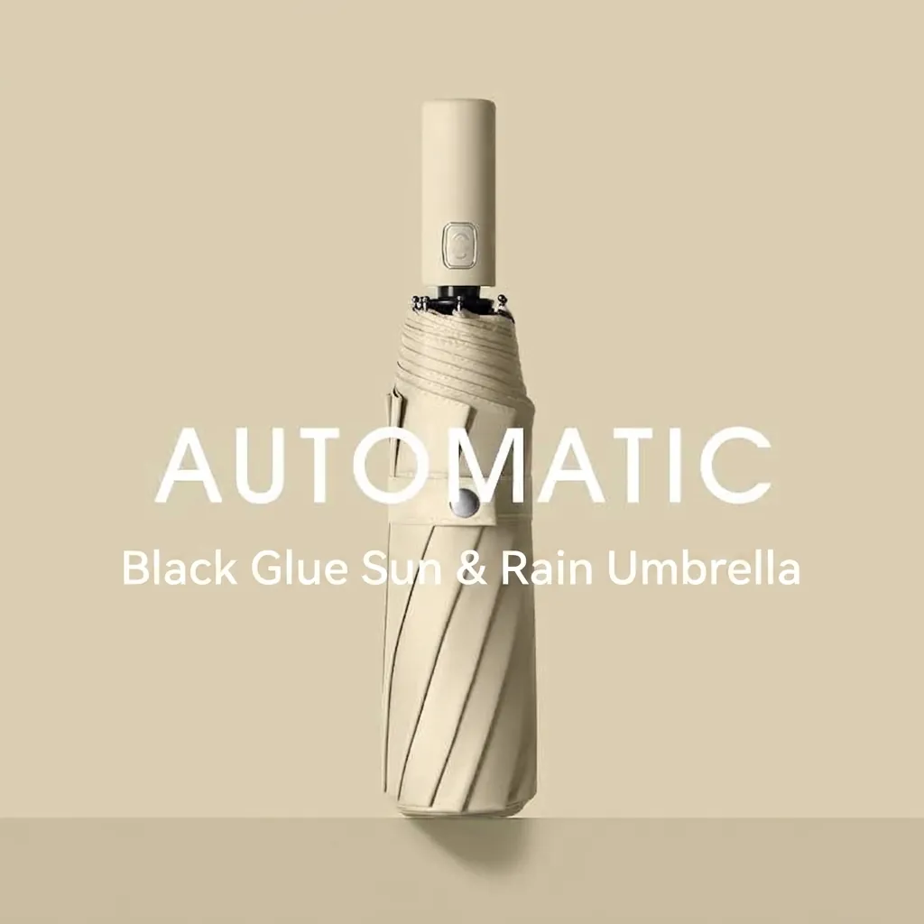 Fully Automatic Folding Umbrella 10/12 Ribs Windproof UV Protection Black Coating Sunshade Rain Parasol For Adults