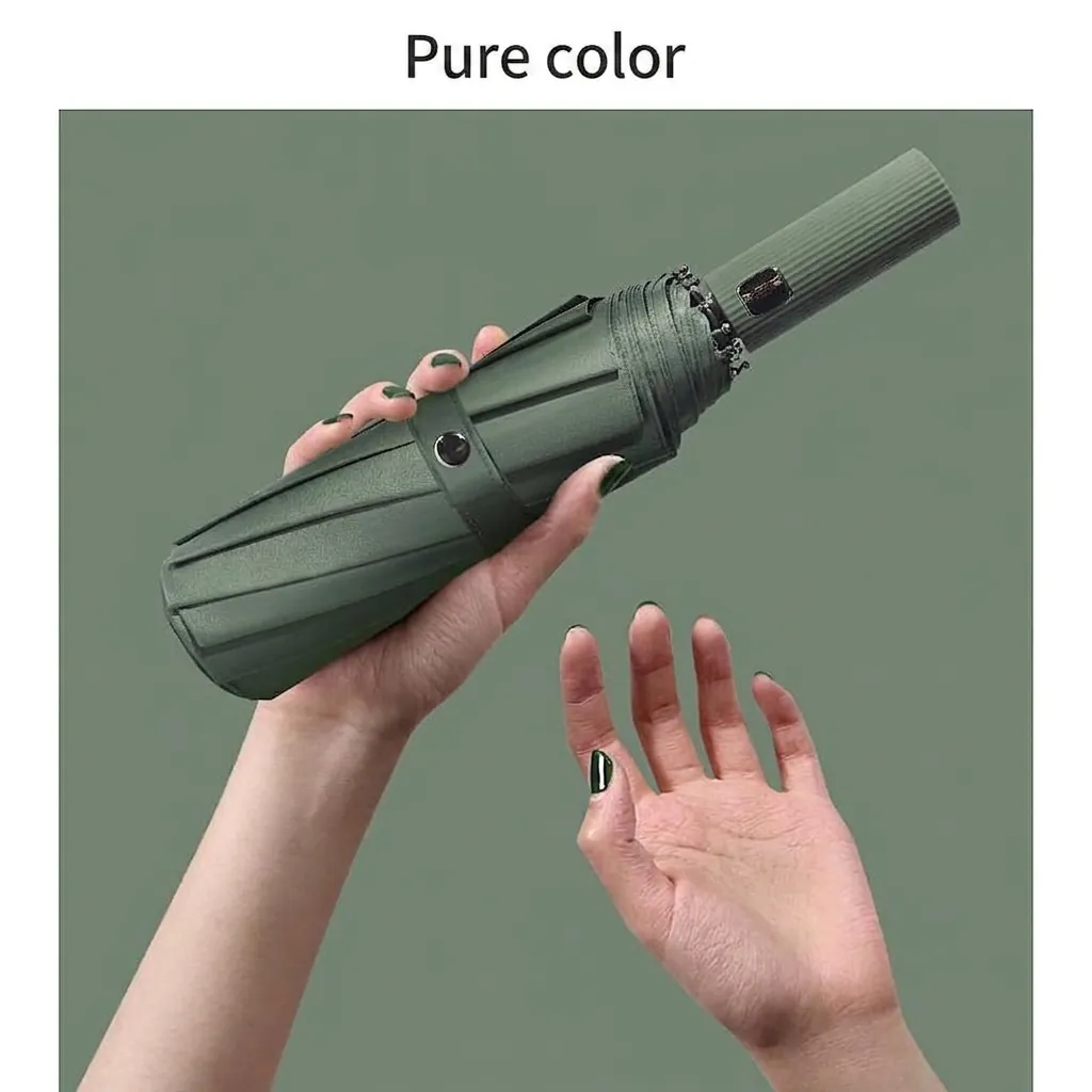 Large Fully Automatic Folding Umbrella Windproof Sun Rain Dual Use UV Protection Pongee Cloth Umbrella For Men Women Business