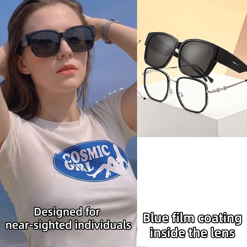 Occhiali da Sole Polarizzati Fit Over Per Uomo Donna TR90 HD Polarizzati UV400 Sovraocchiali Guida Notturna Occhiali da Sole