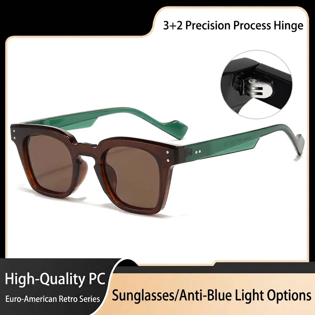 Retro Square Frame Sunglasses UV400 Protection Polycarbonate Eyewear For Men Women Vintage Eyeglasses Blue Light Blocking Glasses