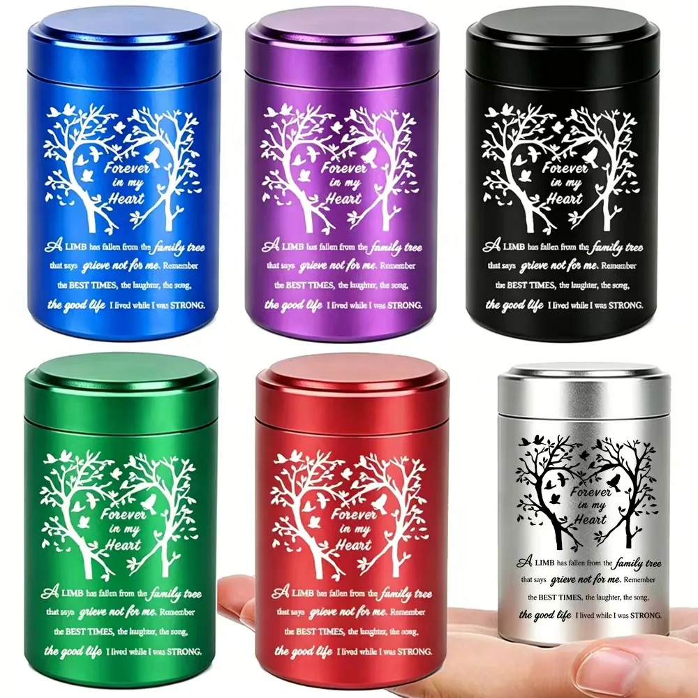 Forever In My Heart Aluminum Pet Cremation Urn Tree Of Life Memorial Ash Jar For Cats Dogs Sealing Keepsake Funerary Casket