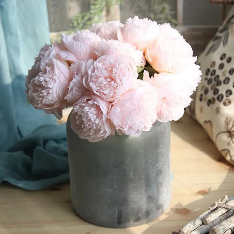Artificial Peony Bouquet Silk Cloth Flower Arrangement Multi-Head Simulation Peonies For Home Wedding Office Party Decor Fake Floral