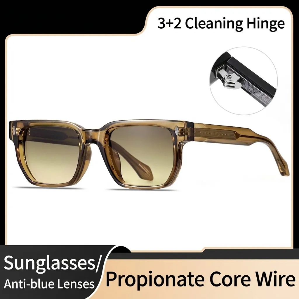 Gafas de Sol Cuadradas de Diseñador para Hombre Protección UV400 Montura de CP Con Remaches de Arroz Gafas de Sol Retro para Conducir Viajes Unisex