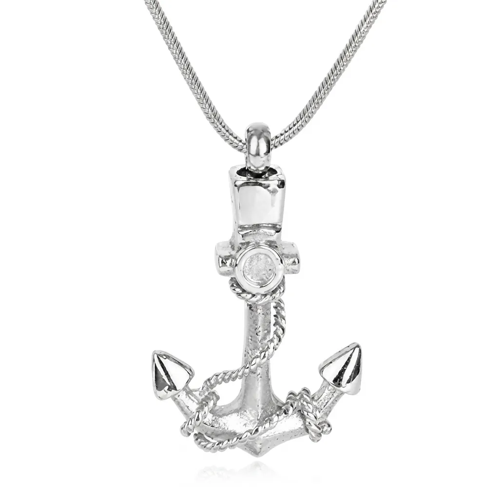 316 Stainless Steel Anchor Cremation Urn Necklace For Ashes Keepsake Memorial Pendant For Men Women Jewelry