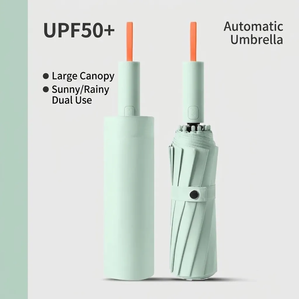 Automatic Sun Rain Umbrella UPF50 Plus Anti-UV Windproof Folding Large Parasol For Men Women Heavy Duty Reinforced Ribs