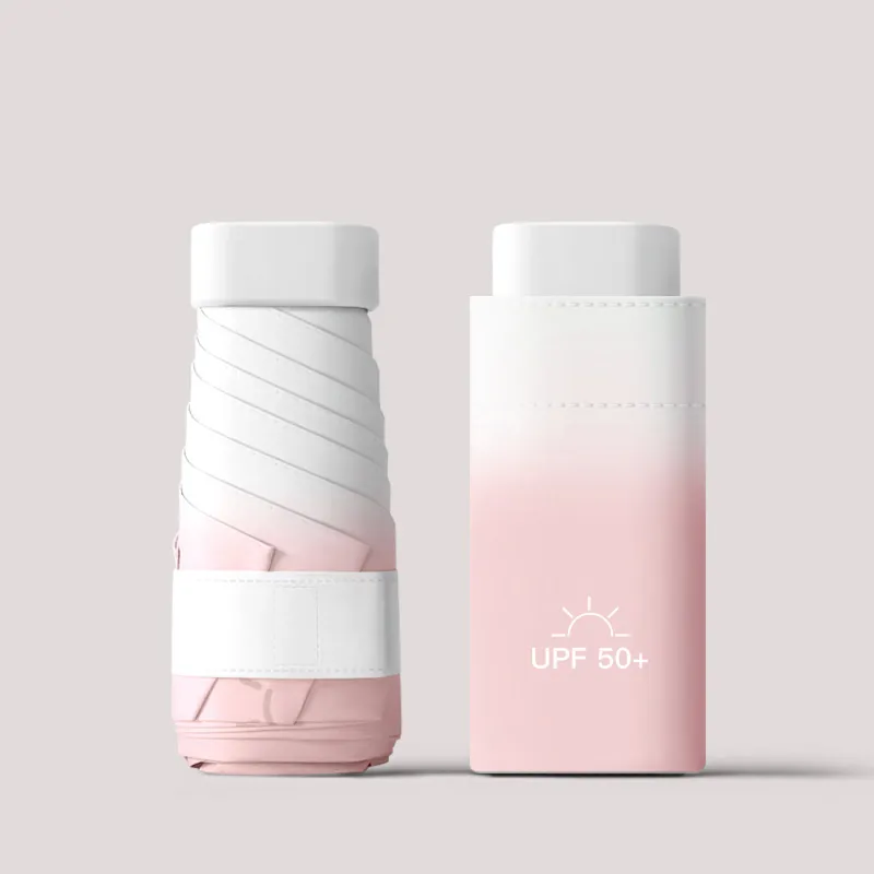 Sombrilla Mini Degradada Protección UV UPF 50 Plus Portátil 6 Plegable Paraguas de Bolsillo para Lluvia Sol Viaje Mujer