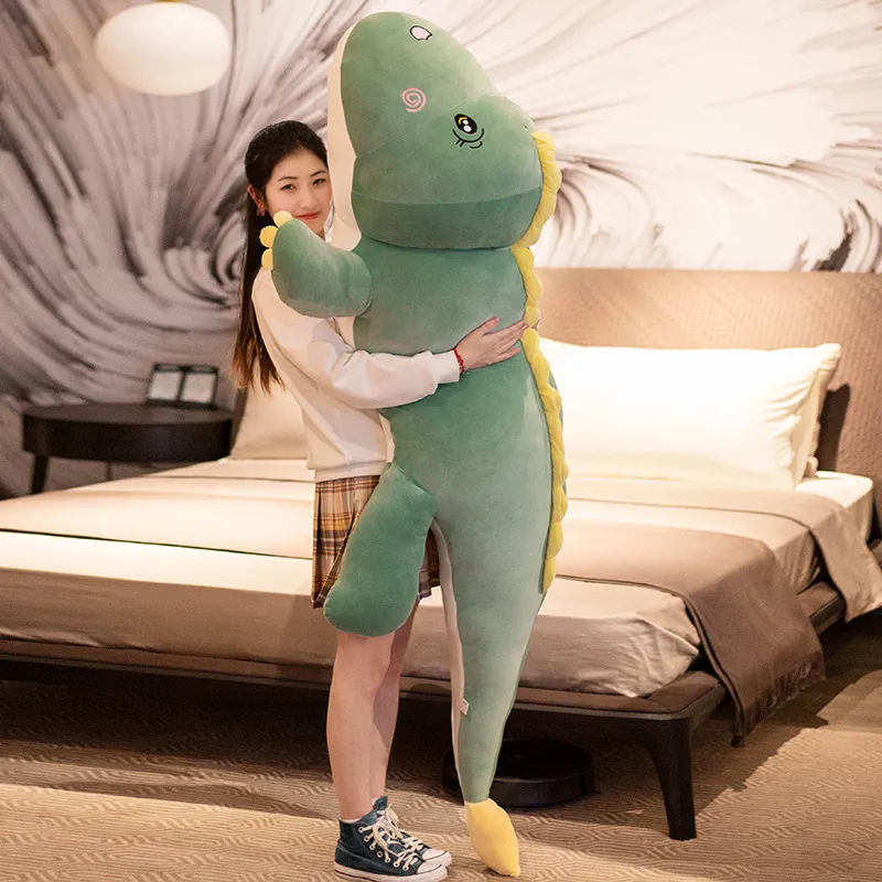 Simpatico Dinosauro Lungo Peluche Giocattolo Morbido Animale Di Pezza Cuscino Per Il Corpo Per Letto Dormire Testiera Schienale Cuscino Regalo Per Bambini Adulti