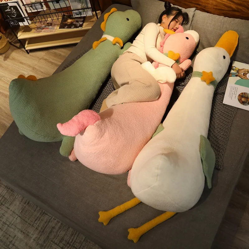 Long Animal Plush Pillow Soft Duck Dinosaur Unicorn Stuffed Toy For Sleeping Hugging Backrest Cushion Home Decor For Women Kids