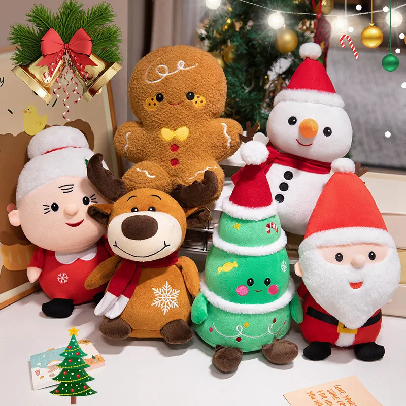 Weihnachten Plüschtiere Weihnachtsmann Rentier Schneemann Lebkuchenmann Weihnachtsbaum Gefüllte Puppe Feiertag Festliche Haus Dekoration Geschenk Für Kinder