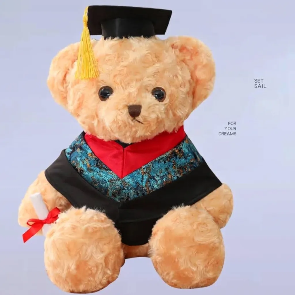Oso de Peluche de Graduación Con Birrete y Certificado Toga Conmemorativa Animal de Peluche Suave Regalo para Estudiantes Niños