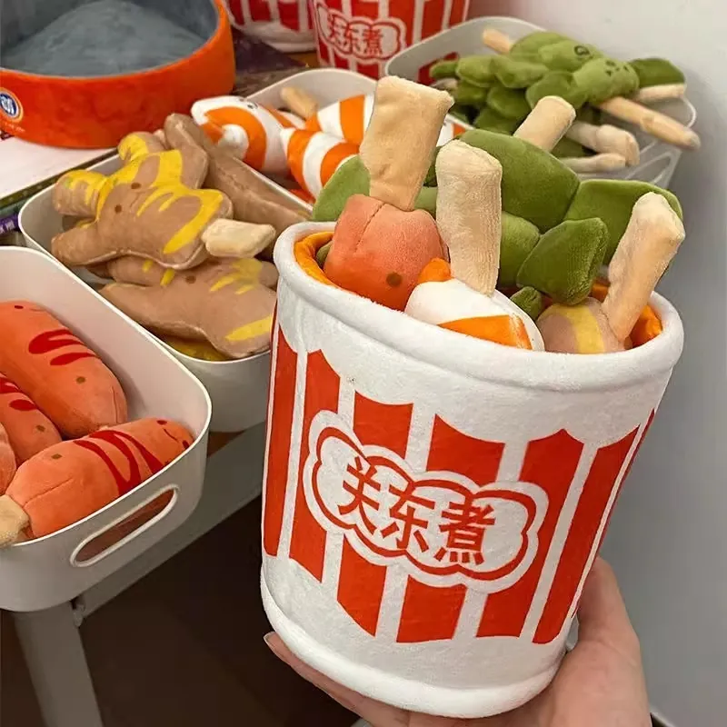 Ensemble de Jouets en Peluche Créatifs Oden Malatang Simulation de Nourriture Poupée Rembourrée Douce pour Enfants Jeux de Rôle Cuisine