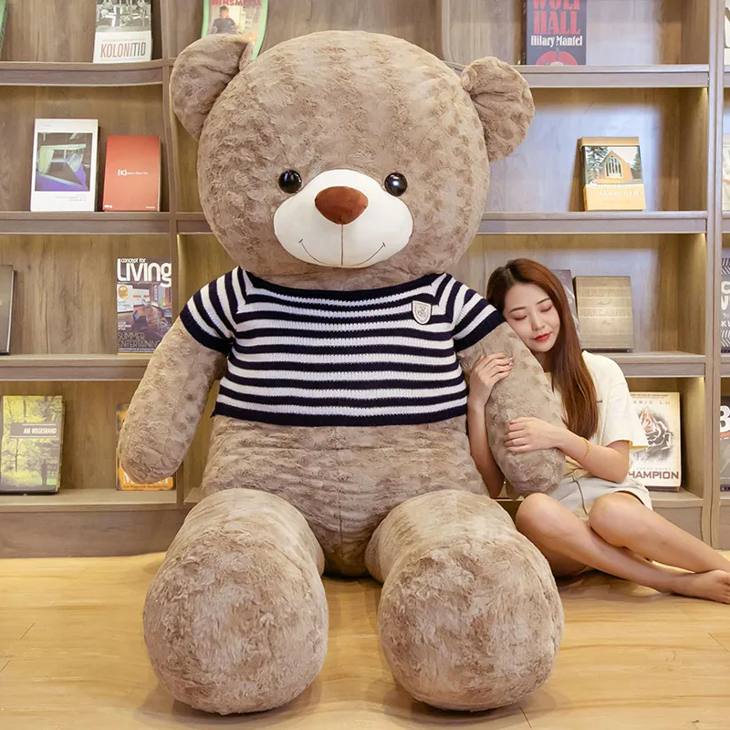 Giant American Teddy Bear Plush Toy Rose Velvet Big Hugging Bear Doll With Striped Sweater Heart Love Gift For Women Girls Valentine